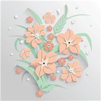 Цветочный орнамент светлый - 3D фотообои|3D цветы