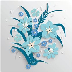 Цветочный орнамент в голубых тонах - 3D фотообои|3D цветы - Модульная картины, Репродукции, Декоративные панно, Декор стен