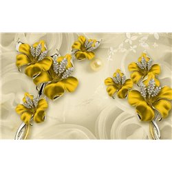 Желтые лилии с камнями - 3D фотообои|3Д обои на кухню - Модульная картины, Репродукции, Декоративные панно, Декор стен