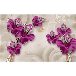 Фиолетовые лилии с камнями - 3D фотообои|3Д обои на кухню - Модульная картины, Репродукции, Декоративные панно, Декор стен