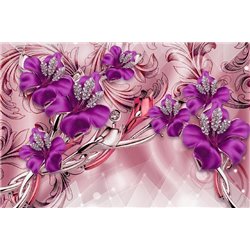 Фиолетовые декоративные лилии - 3D фотообои|3Д обои для зала - Модульная картины, Репродукции, Декоративные панно, Декор стен