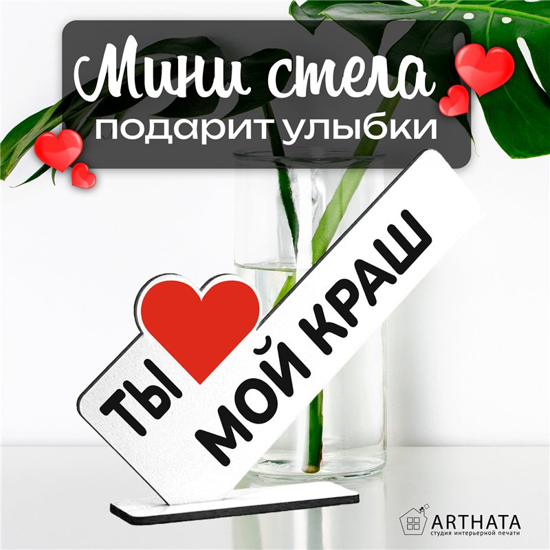 Необычный Подарок любимому мини стела "Ты мой краш"