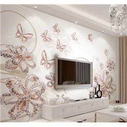 Золотые бабочки - 3D фотообои|3Д обои для зала - Модульная картины, Репродукции, Декоративные панно, Декор стен