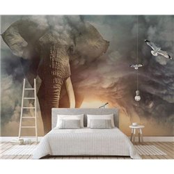 Слон и чайки - 3D фотообои - Модульная картины, Репродукции, Декоративные панно, Декор стен