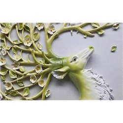 Олень с цветами в рогах - 3D фотообои - Модульная картины, Репродукции, Декоративные панно, Декор стен