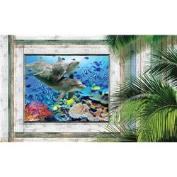 Дельфины - Вид из окна - Модульная картины, Репродукции, Декоративные панно, Декор стен