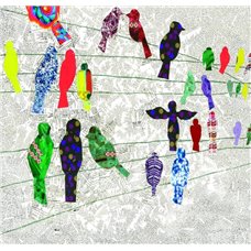Картина на холсте по фото Модульные картины Печать портретов на холсте Разноцветные птички - Дизайнерские|Скульская