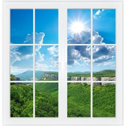 Солнечный день в горах - Вид из окна - Модульная картины, Репродукции, Декоративные панно, Декор стен