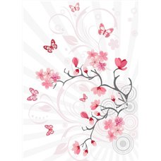 Картина на холсте по фото Модульные картины Печать портретов на холсте Бабочки и розовые цветы - Фотообои цветы|цветущие деревья