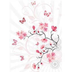 Бабочки и розовые цветы - Фотообои цветы|цветущие деревья - Модульная картины, Репродукции, Декоративные панно, Декор стен