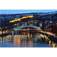Картина на холсте по фото Модульные картины Печать портретов на холсте Ночной Тбилиси - Фотообои Старый город