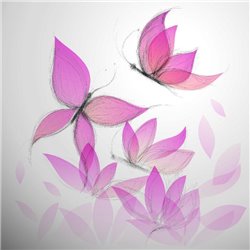 Розовые бабочки - Фотообои Иллюстрации - Модульная картины, Репродукции, Декоративные панно, Декор стен