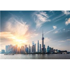 Картина на холсте по фото Модульные картины Печать портретов на холсте Шанхай в солнечное утро - Фотообои Современный город