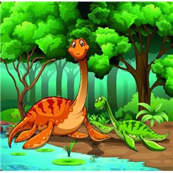 Динозавры на берегу реки - Фотообои детские - Модульная картины, Репродукции, Декоративные панно, Декор стен
