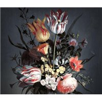 Портреты картины репродукции на заказ - Цветочная композиция - Фотообои цветы