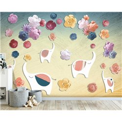 Цветы и слоны - Фотообои детские - Модульная картины, Репродукции, Декоративные панно, Декор стен