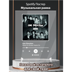 One Direction - Where Do Broken Hearts Go - постер Spotify - Модульная картины, Репродукции, Декоративные панно, Декор стен