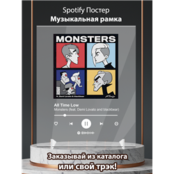 All Time Low Monsters - постер Spotify - Модульная картины, Репродукции, Декоративные панно, Декор стен