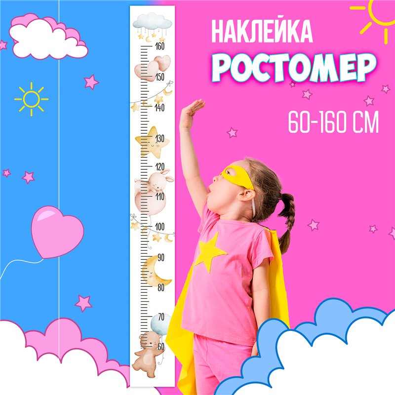 Подарок на день рождения наклейка ростомер детский 15х127см