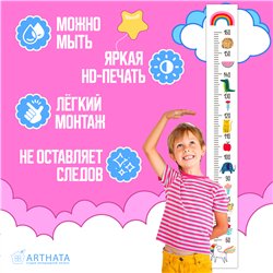 Подарок для девочки ростомер наклейка с зверями 15х127см