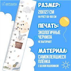 Наклейка в детскую ростомер с воздышным шаром 28х127см