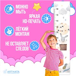 Наклейка в детскую ростомер с воздышным шаром 28х127см
