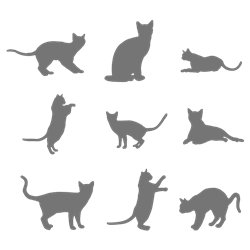 Трафарет Набор из 9 кошек