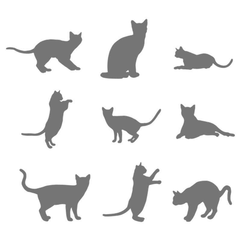 Трафарет Набор из 9 кошек