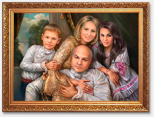 Семейный портрет маслом по фотографии